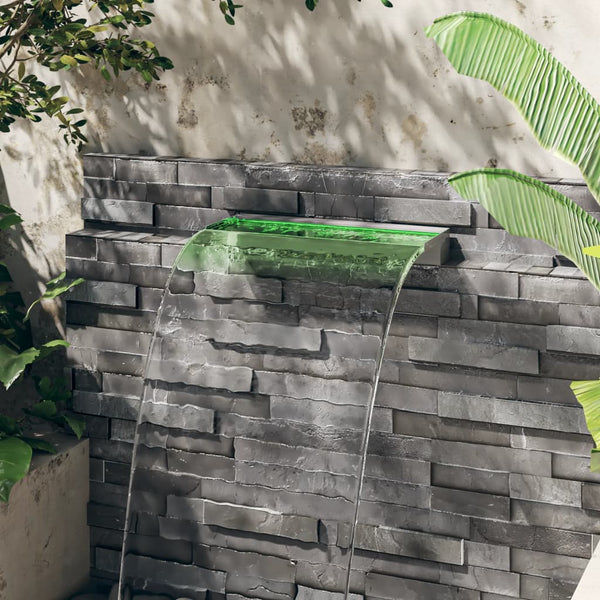 Wasserfall-Element mit RGB LEDs Edelstahl 60 cm