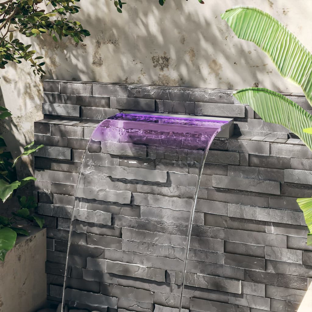 Wasserfall-Element mit RGB LEDs Edelstahl 60 cm