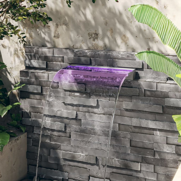 Wasserfall-Element mit RGB LEDs Edelstahl 60 cm