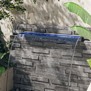 Wasserfall-Element mit RGB LEDs Edelstahl 108 cm