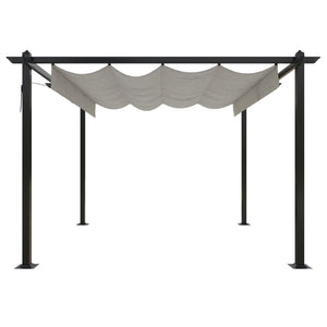 Pavillon mit Ausziehbarem Dach 3x3 m Creme