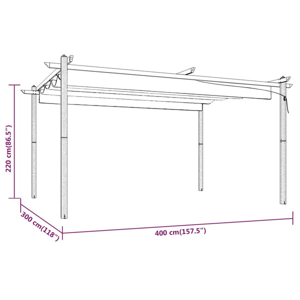 Pavillon mit Ausziehbarem Dach 4x3 m Creme