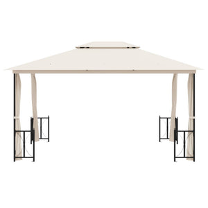 Pavillon mit Seitenwänden & Doppeldach 3x4 m Creme