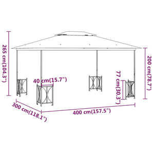 Pavillon mit Seitenwänden & Doppeldach 3x4 m Anthrazit