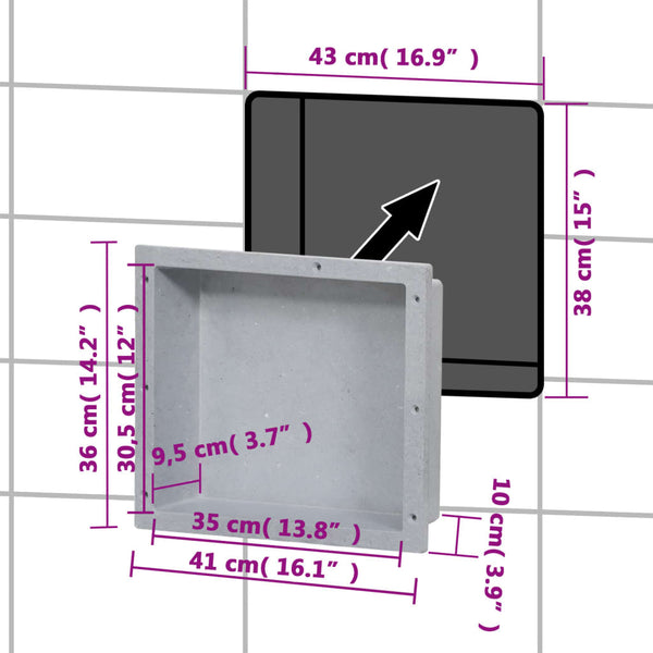 Duschnische Mattgrau 41x36x10 cm