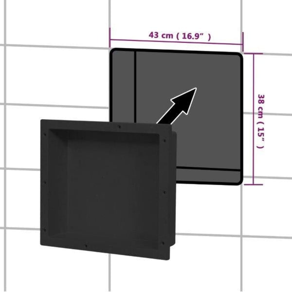 Duschnische Mattschwarz 41x36x10 cm