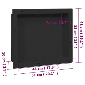 Duschnische Mattschwarz 41x51x10 cm