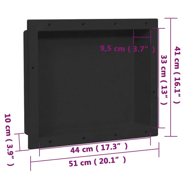 Duschnische Mattschwarz 41x51x10 cm