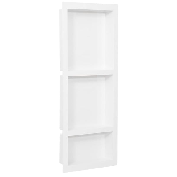 Duschnische mit 3 Fächern Hochglanz-Weiß 41x99x9 cm