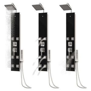 Duschpaneel Glas 18x45,5x130 cm Schwarz