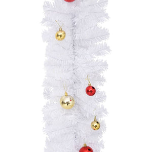 Weihnachtsgirlande Weiß mit Kugeln 10 m