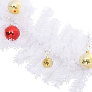 Weihnachtsgirlande Weiß mit Kugeln 10 m