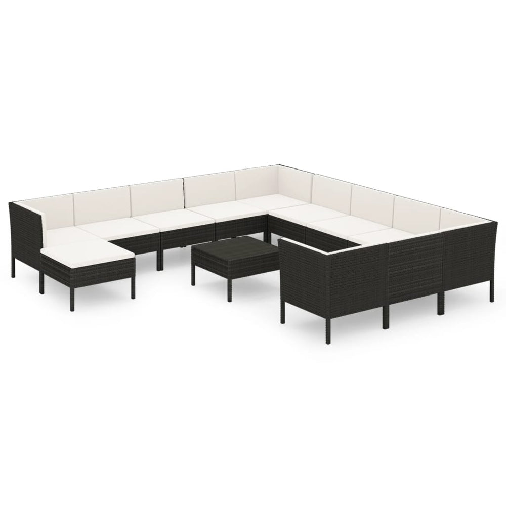 vidaXL Salon de jardin 13 pcs avec coussins résine tressée Noir