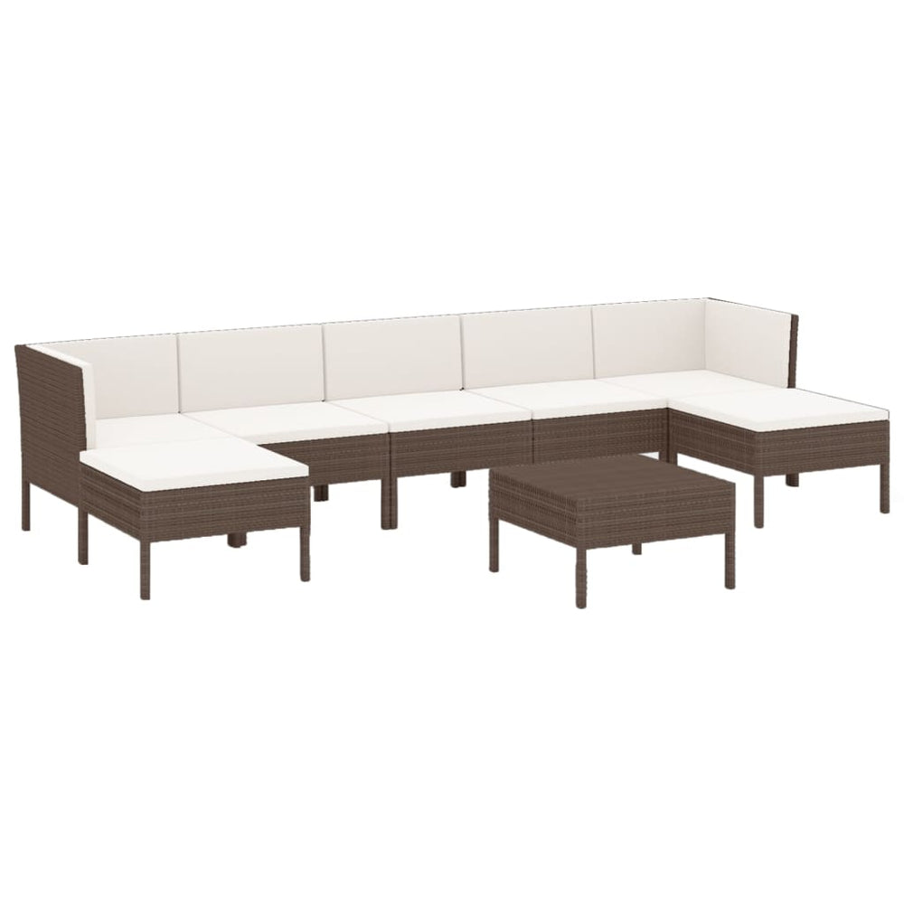 8-tlg. Garten-Lounge-Set mit Auflagen Poly Rattan Braun