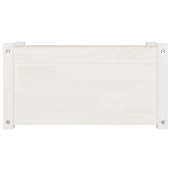 Pflanzkübel 2er Set, Kiefer Massivholz, 60 cm, Weiß