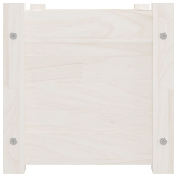 Pflanzkübel 2er Set, Kiefer Massivholz, 60 cm, Weiß