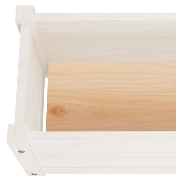 Pflanzkübel 2er Set, Kiefer Massivholz, 60 cm, Weiß