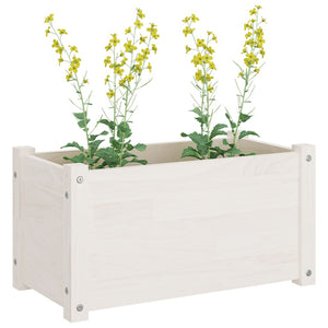 Pflanzkübel 2er Set, Kiefer Massivholz, 60 cm, Weiß