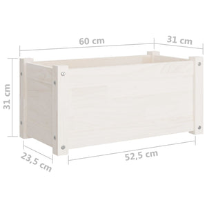Pflanzkübel 2er Set, Kiefer Massivholz, 60 cm, Weiß