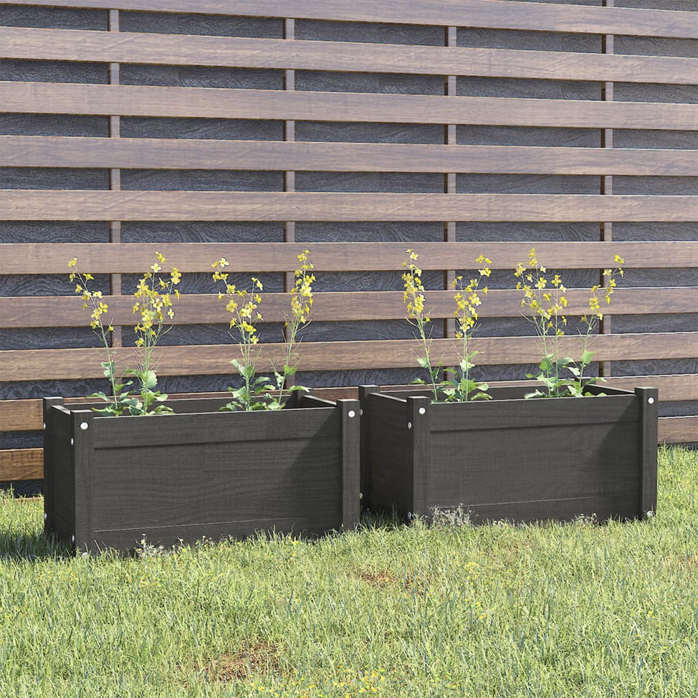 Pflanzkübel 2er Set Grau Kiefer 60cm
