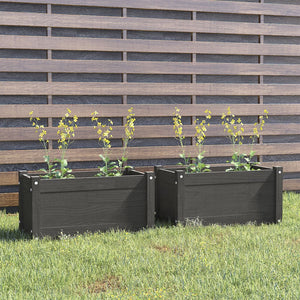 Pflanzkübel 2er Set Grau Kiefer 60cm