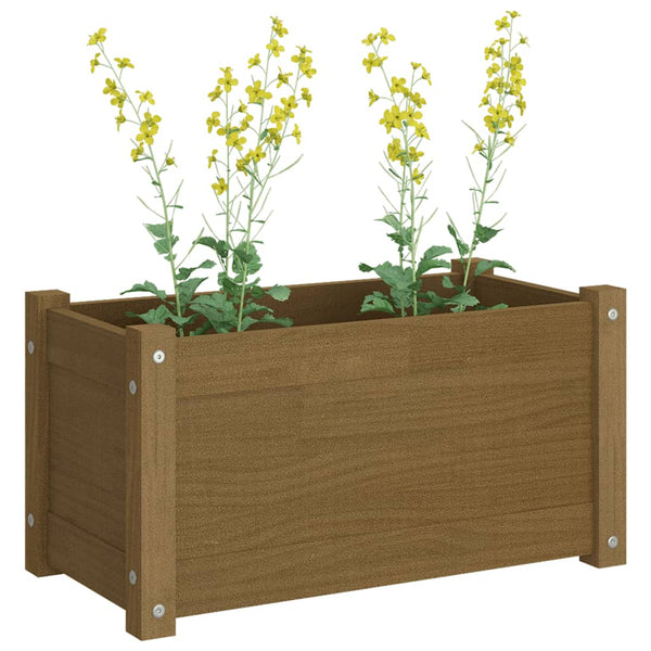 Pflanzkübel 2er Set Honigbraun Kiefer 60cm
