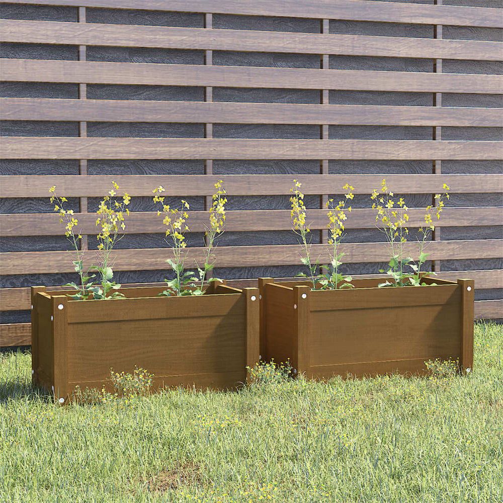 Pflanzkübel 2er Set Honigbraun Kiefer 60cm