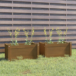 Pflanzkübel 2er Set Honigbraun Kiefer 60cm