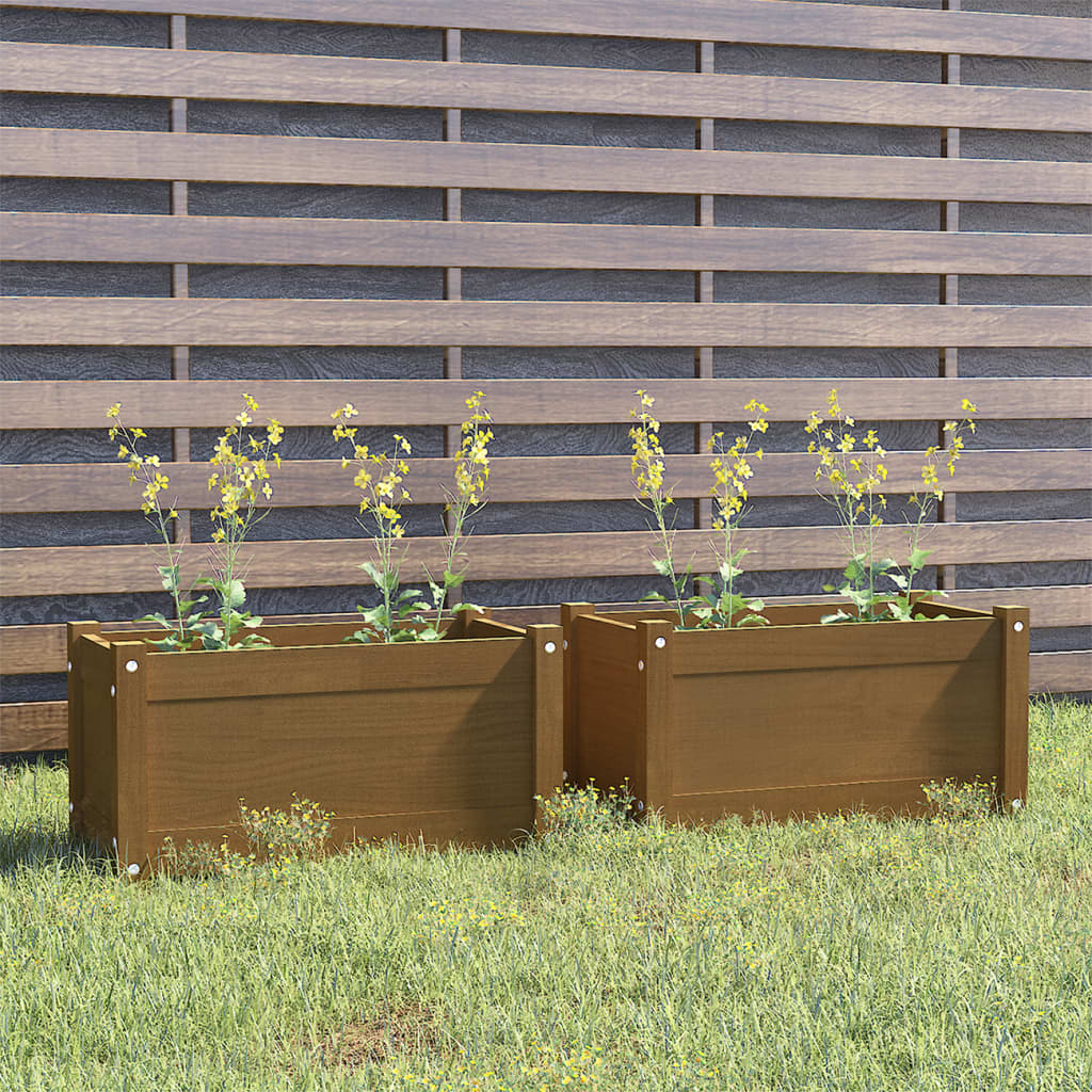 Pflanzkübel 2er Set Honigbraun Kiefer 60cm