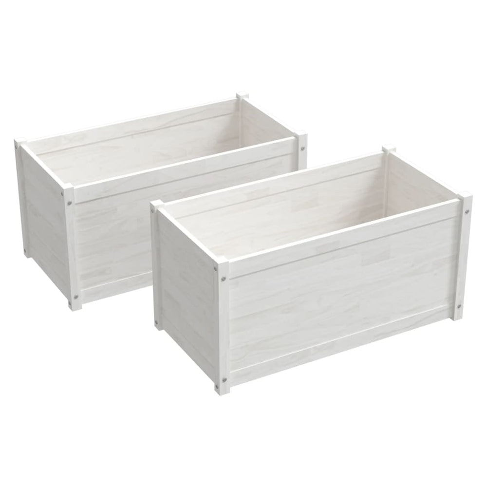 Pflanzkübel 2er Set Weiß Kiefer 100x50x50cm