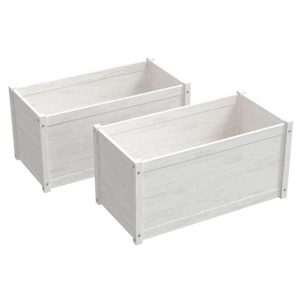 Pflanzkübel 2er Set Weiß Kiefer 100x50x50cm