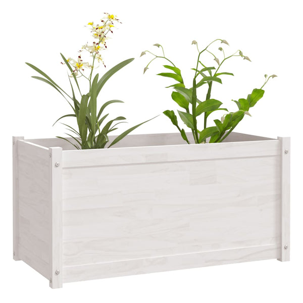 Pflanzkübel 2er Set Weiß Kiefer 100x50x50cm