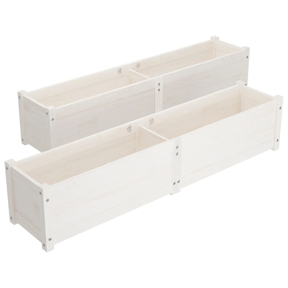 Hochbeete 2er Set Weiß Kiefer 150cm