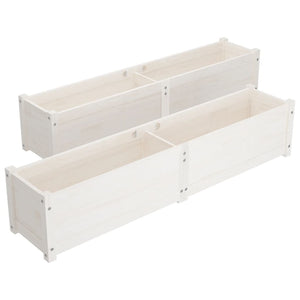 Hochbeete 2er Set Weiß Kiefer 150cm