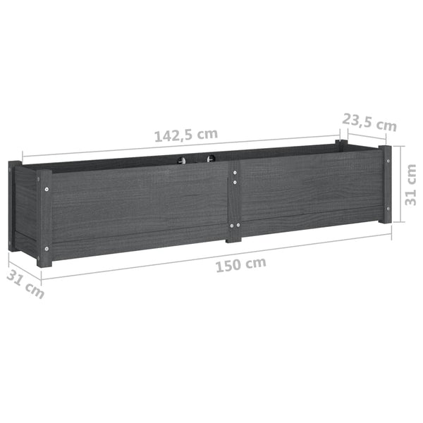 Graues Hochbeet 150cm Kiefer Massivholz