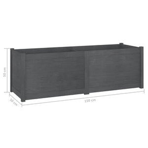 Grauer Pflanzkübel 150x50x50cm Kiefer Massivholz
