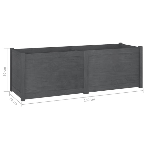 Grauer Pflanzkübel 150x50x50cm Kiefer Massivholz