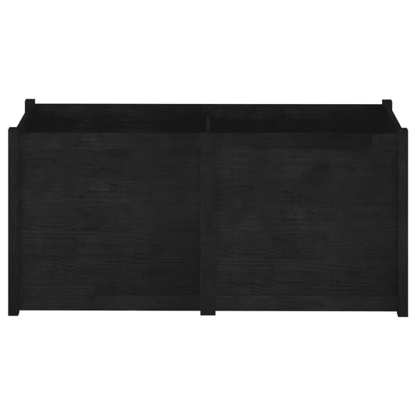 Schwarzer Pflanzkübel 150 cm Kiefer Massivholz