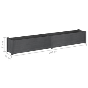 Graue Pflanzkübel 2er Set Kiefer Massivholz 200cm