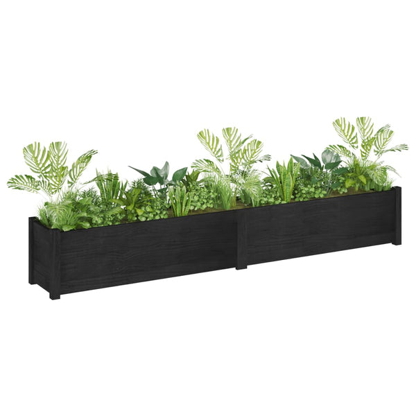 Pflanzkübel 2er Set, Kiefer massiv, 200cm, Schwarz