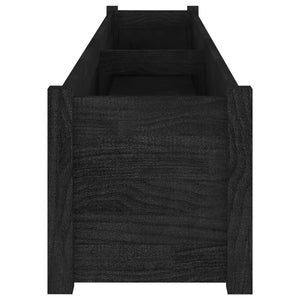 Pflanzkübel 2er Set, Kiefer massiv, 200cm, Schwarz