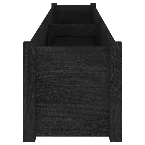 Pflanzkübel 2er Set, Kiefer massiv, 200cm, Schwarz
