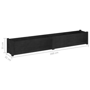 Pflanzkübel 2er Set, Kiefer massiv, 200cm, Schwarz