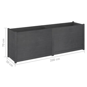 Grauer Pflanzkübel 200x50x70 cm Kiefer Massivholz