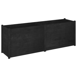 Schwarzer Pflanzkübel 200 cm Kiefer Massivholz