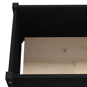 Schwarzer Pflanzkübel 200 cm Kiefer Massivholz