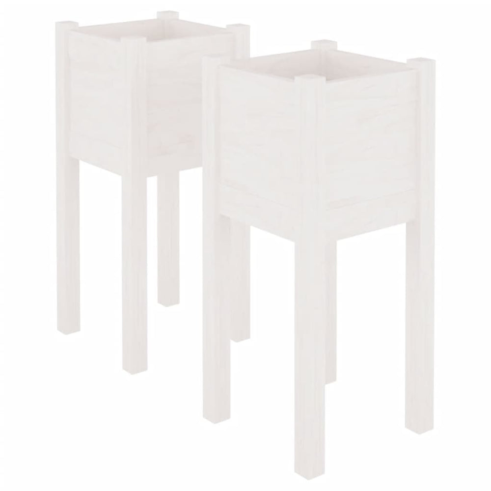 Pflanzkübel 2er Set Weiß Kiefer 31x70cm