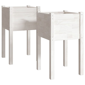 Pflanzkübel 2er Set Weiß 40x40x70cm Kiefer