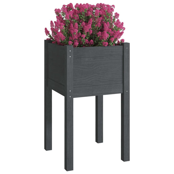 Grauer Pflanzkübel 40x40x70cm Kiefer Massivholz