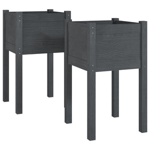 vidaXL Jardinières 2 pcs Gris 40x40x70 cm Bois de pin massif